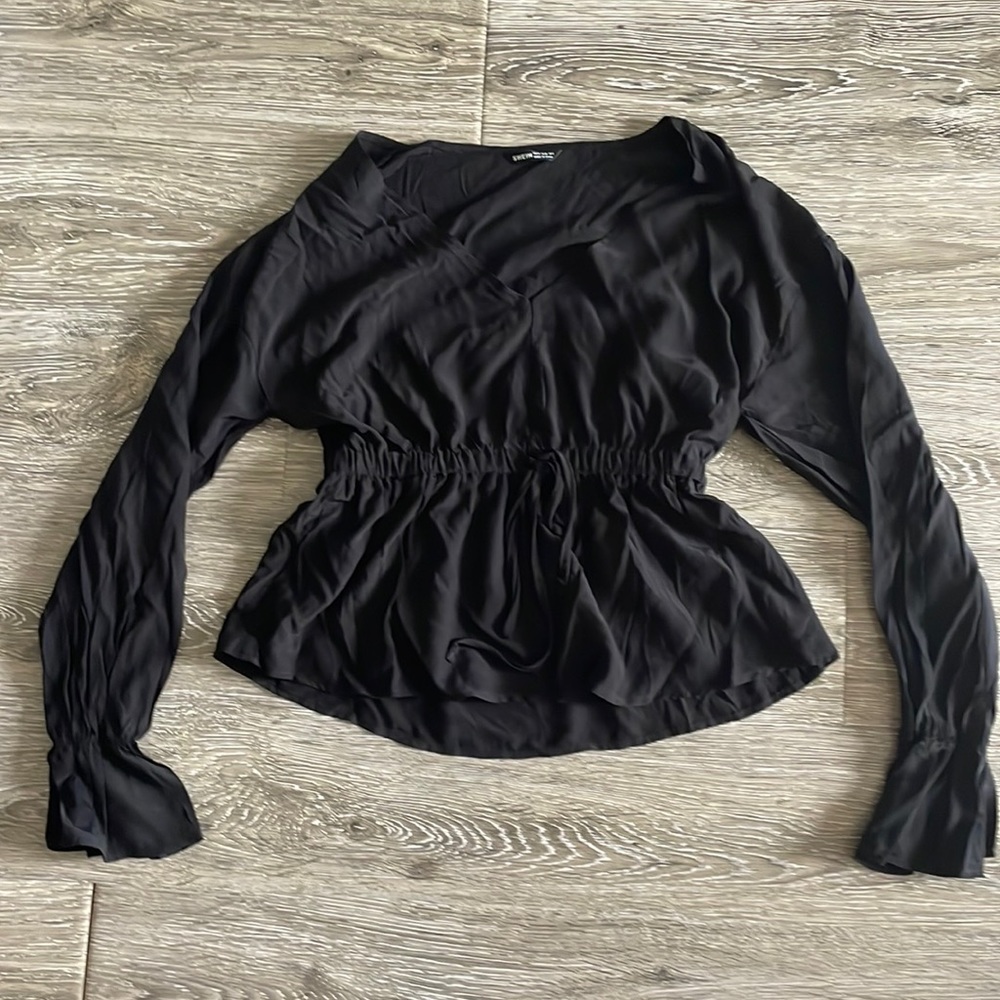 EUC black cinched waist blouse from Shein, sz M